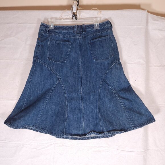 Garnet Hill Blue Jean Skirt Womens Size 12 Denim Pockets A-Line Cowboy Core - Picture 2 of 12